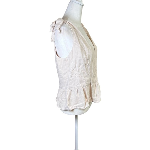 Express Linen Blend Boho Peplum Women’s Sleeveless Shirt Top Fairy Coastal Sz L - Picture 3 of 9